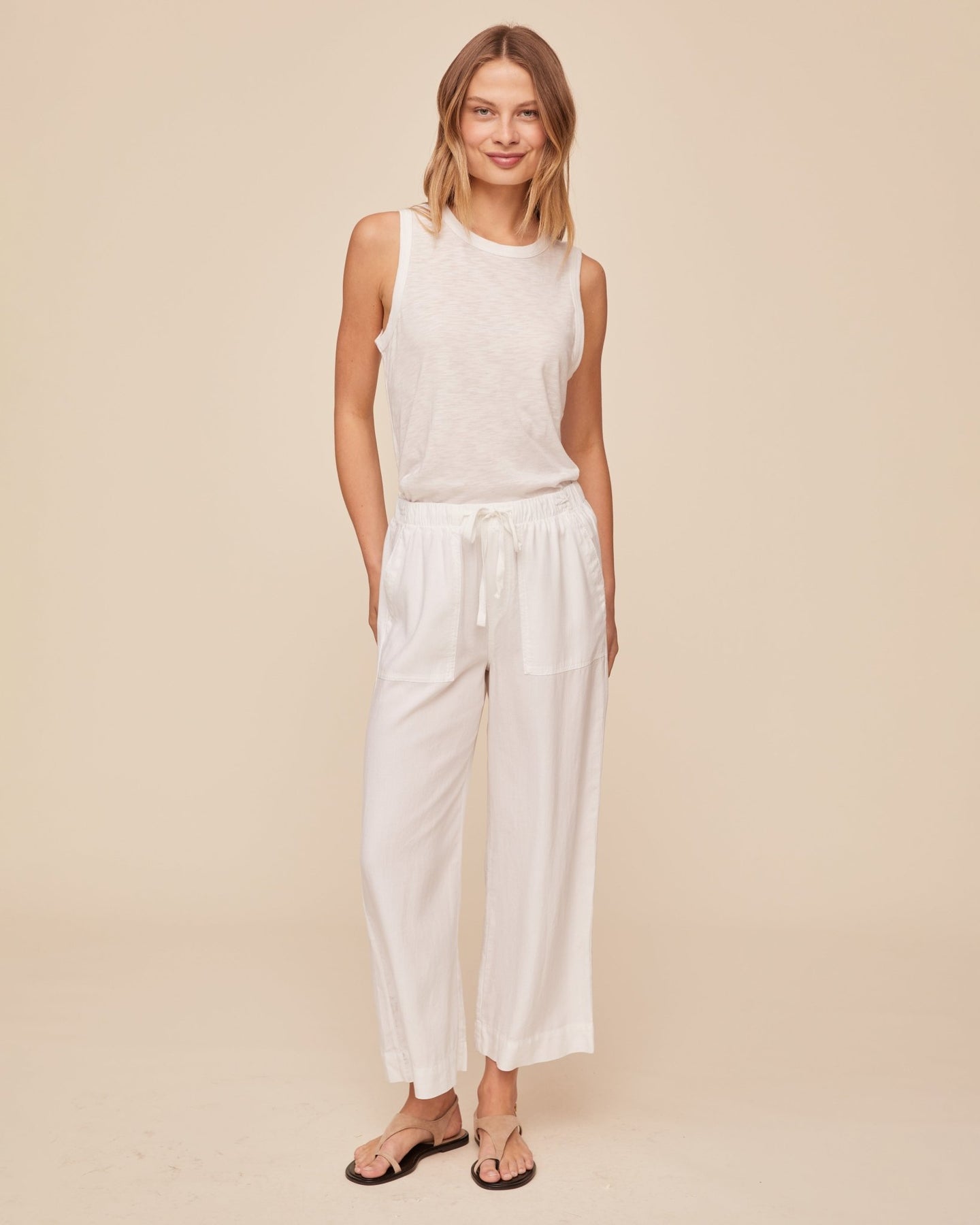 Print Your PostEasy Pocket Wide Leg Crop - WhitePants