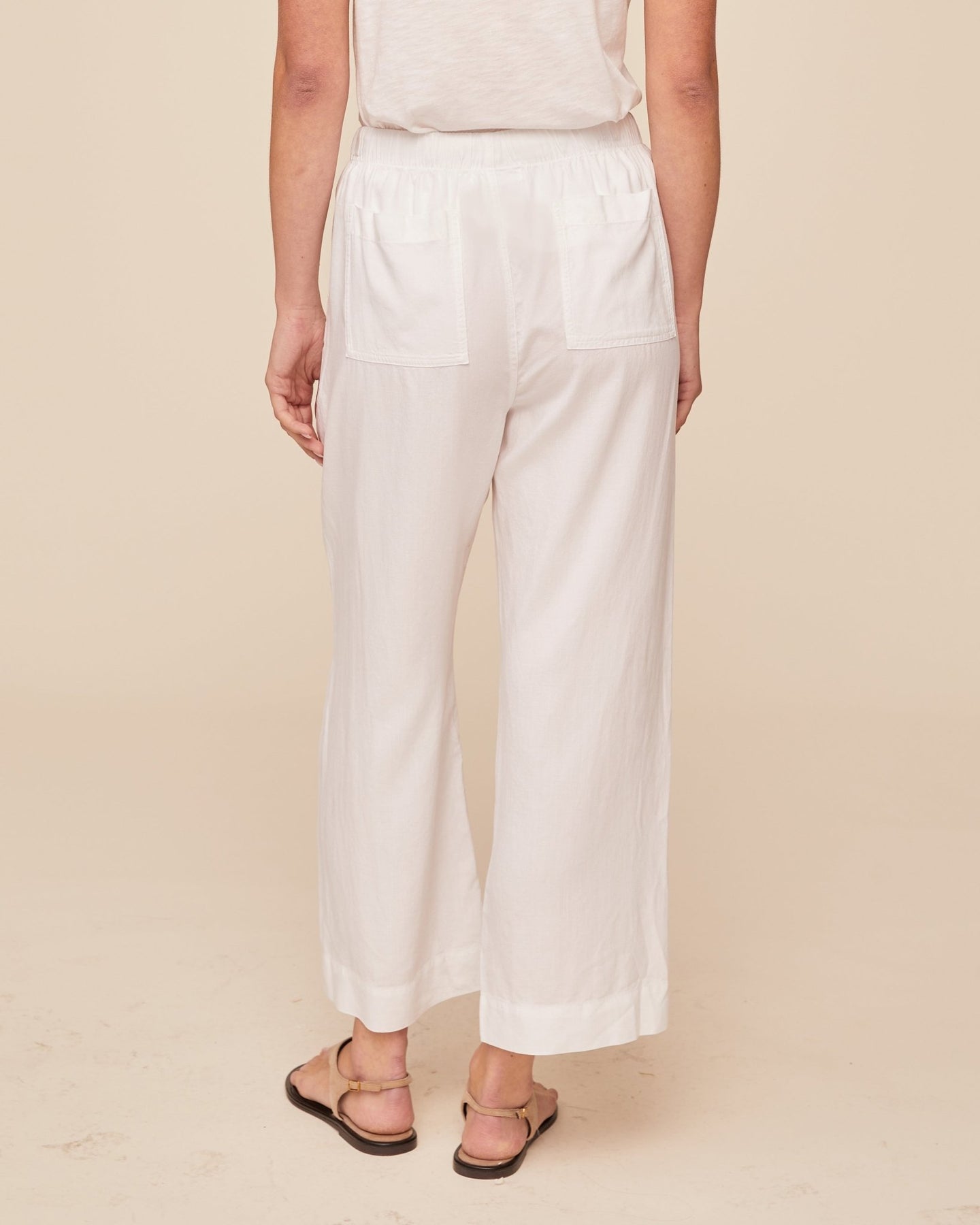 Print Your PostEasy Pocket Wide Leg Crop - WhitePants