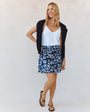 Print Your PostElastic Gathered Mini Skirt - Indigo Bloom PrintSkirts