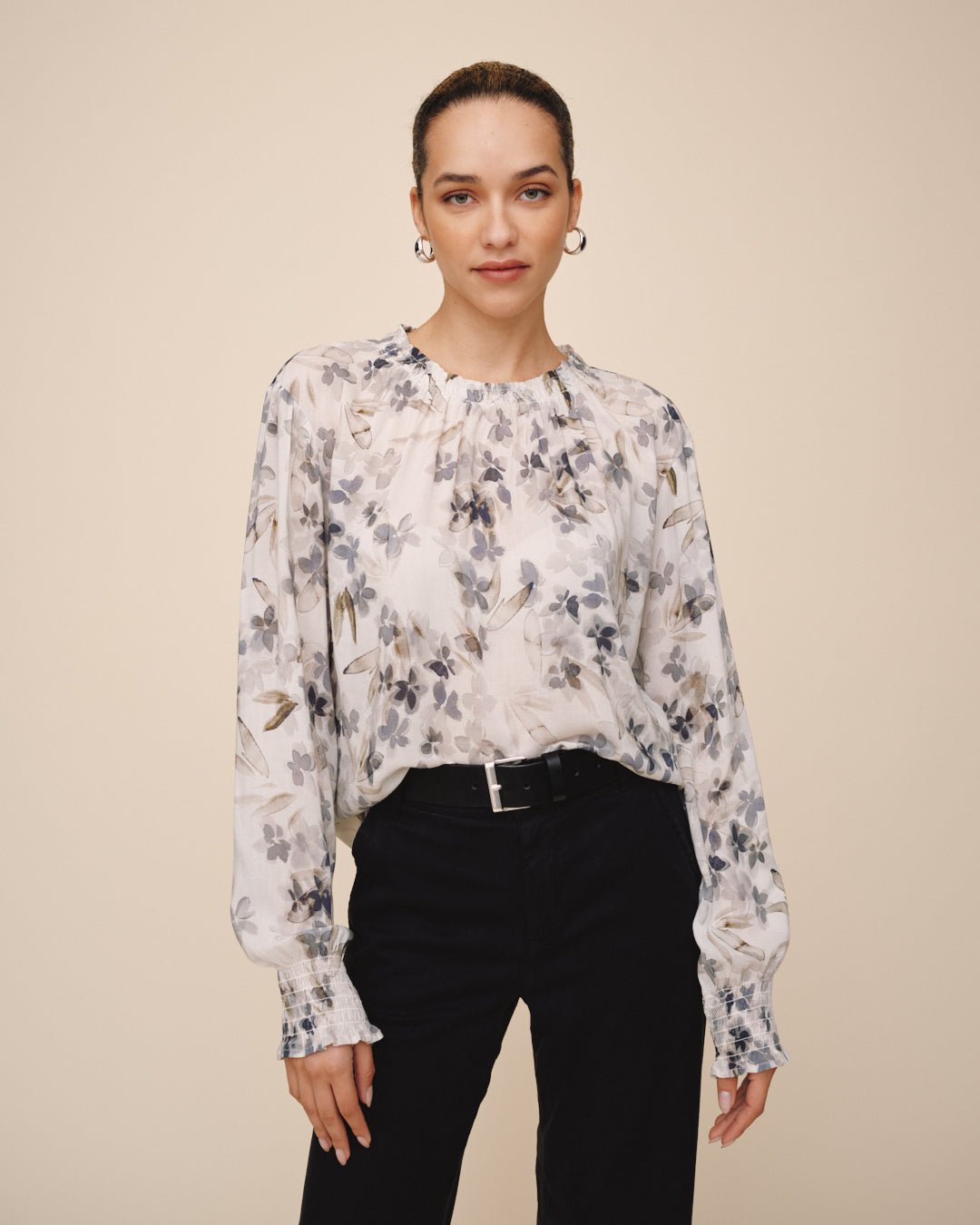 Print Your PostElastic Shirred Blouse - Frozen WisteriaTops