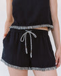 Print Your PostElastic Waist Fringe Short - BlackShorts