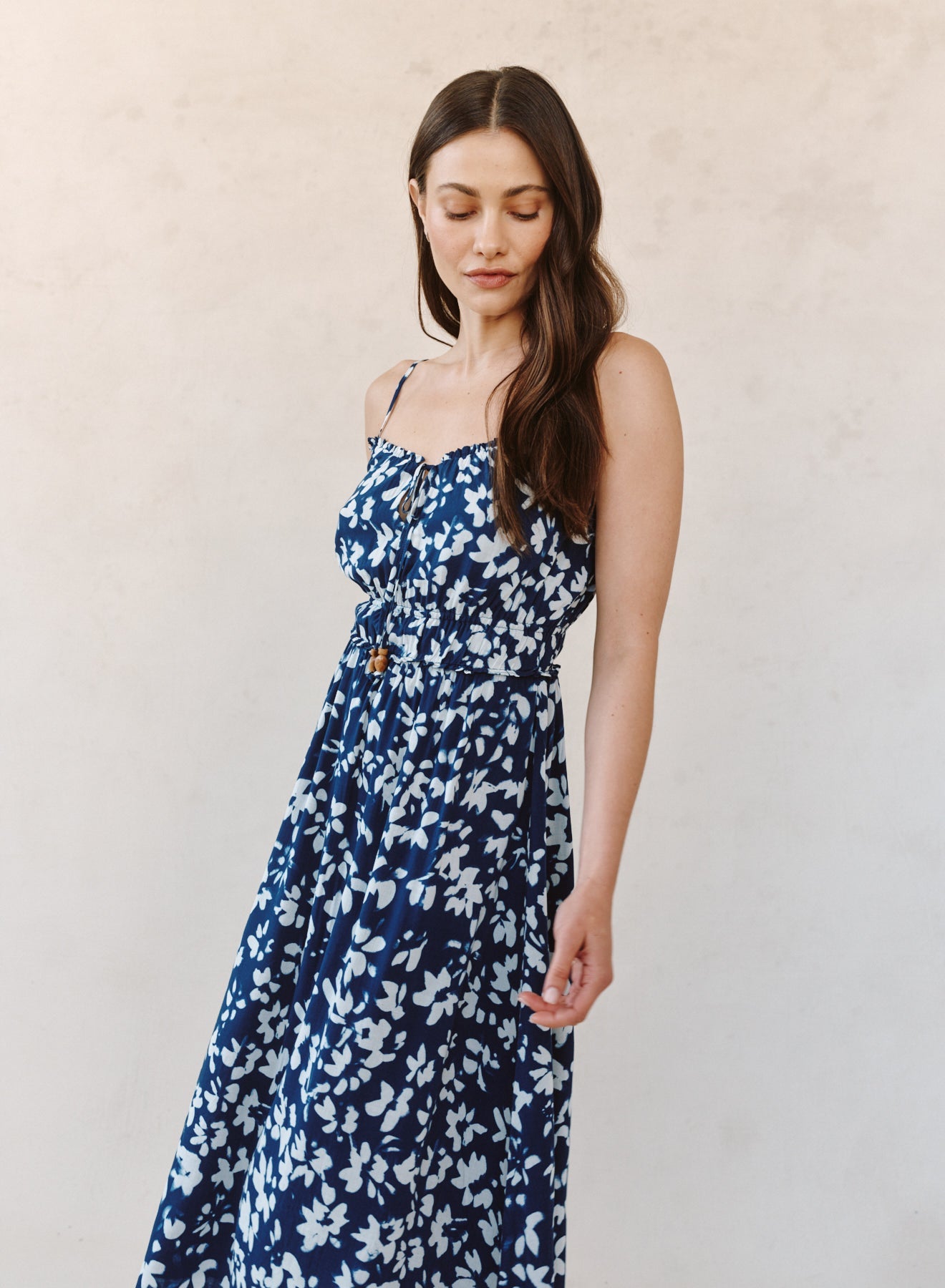 Print Your PostElastic Waist Midi Dress - Indigo Bloom PrintDresses