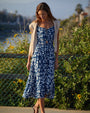Print Your PostElastic Waist Midi Dress - Indigo Bloom PrintDresses