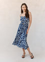 Print Your PostElastic Waist Midi Dress - Indigo Bloom PrintDresses
