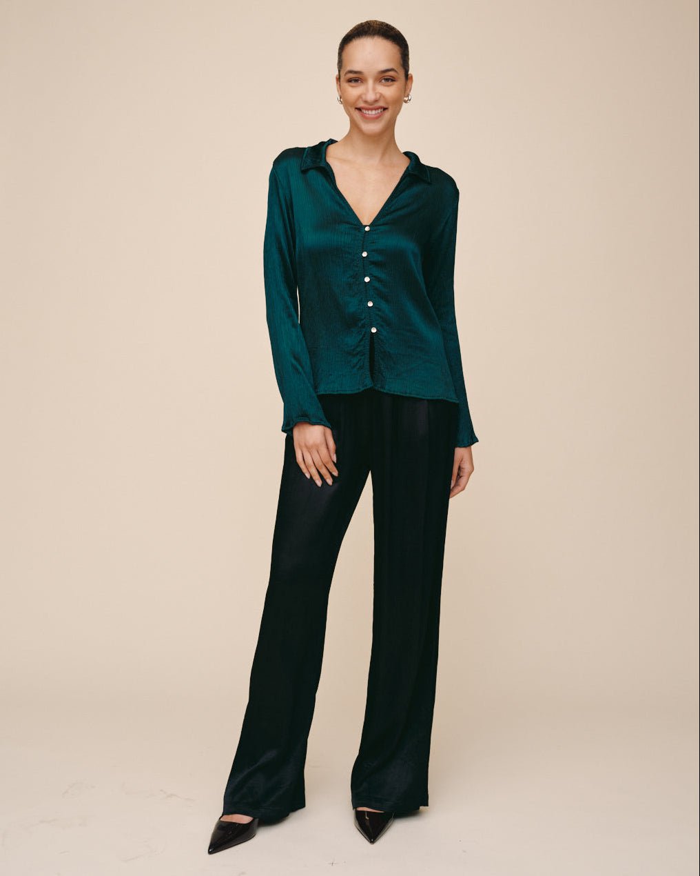 Print Your PostFitted Bell Sleeve Shirt - Velvet LoungeTops