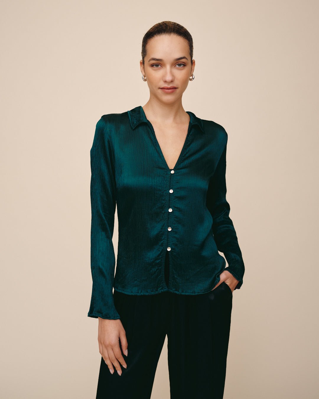 Print Your PostFitted Bell Sleeve Shirt - Velvet LoungeTops