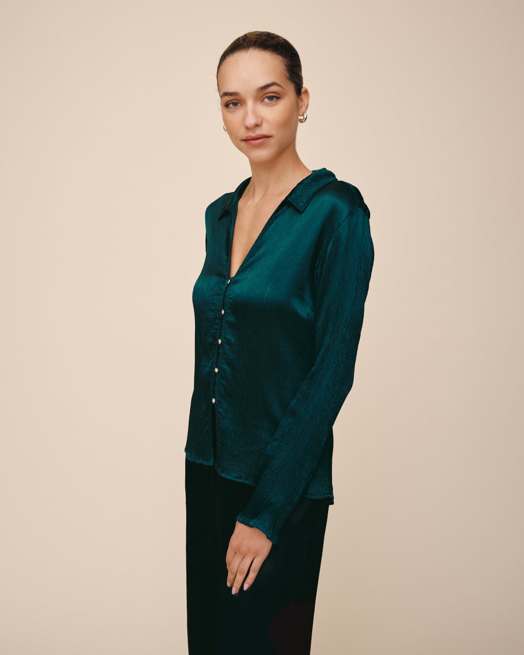 Print Your PostFitted Bell Sleeve Shirt - Velvet LoungeTops