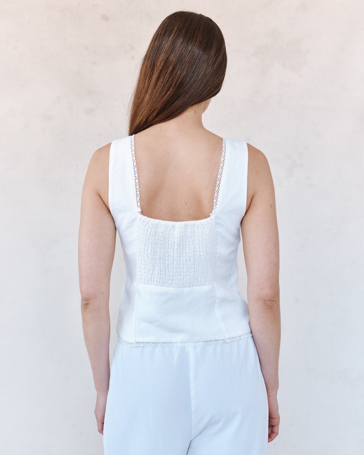 Print Your PostFitted Bodice Top With Smock Back - WhiteTops