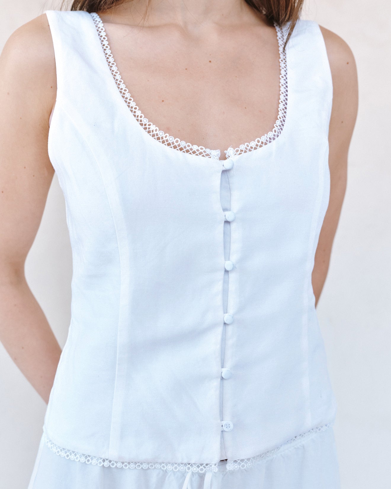 Print Your PostFitted Bodice Top With Smock Back - WhiteTops