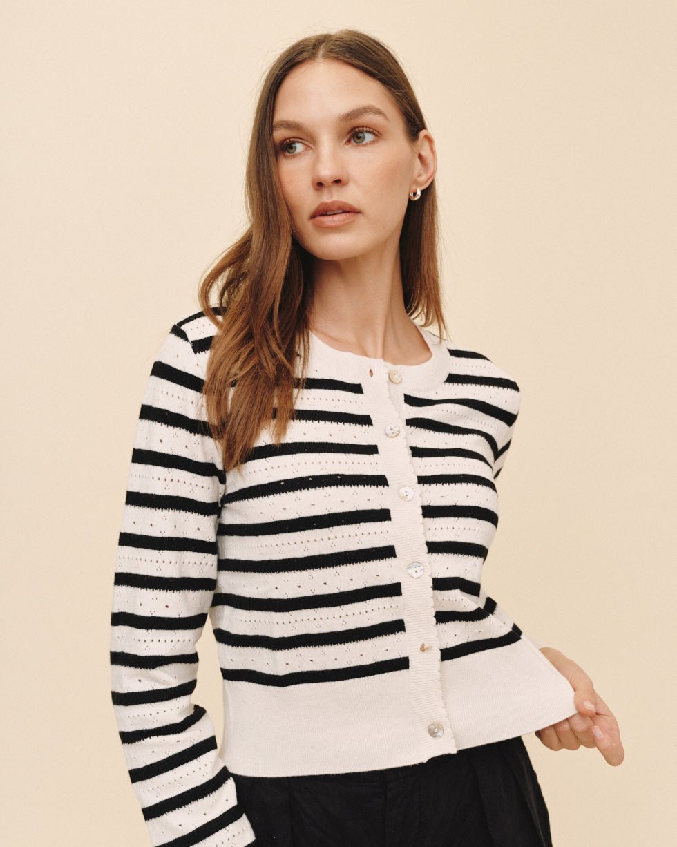 Print Your PostFitted Cardigan - Cherie StripeTops