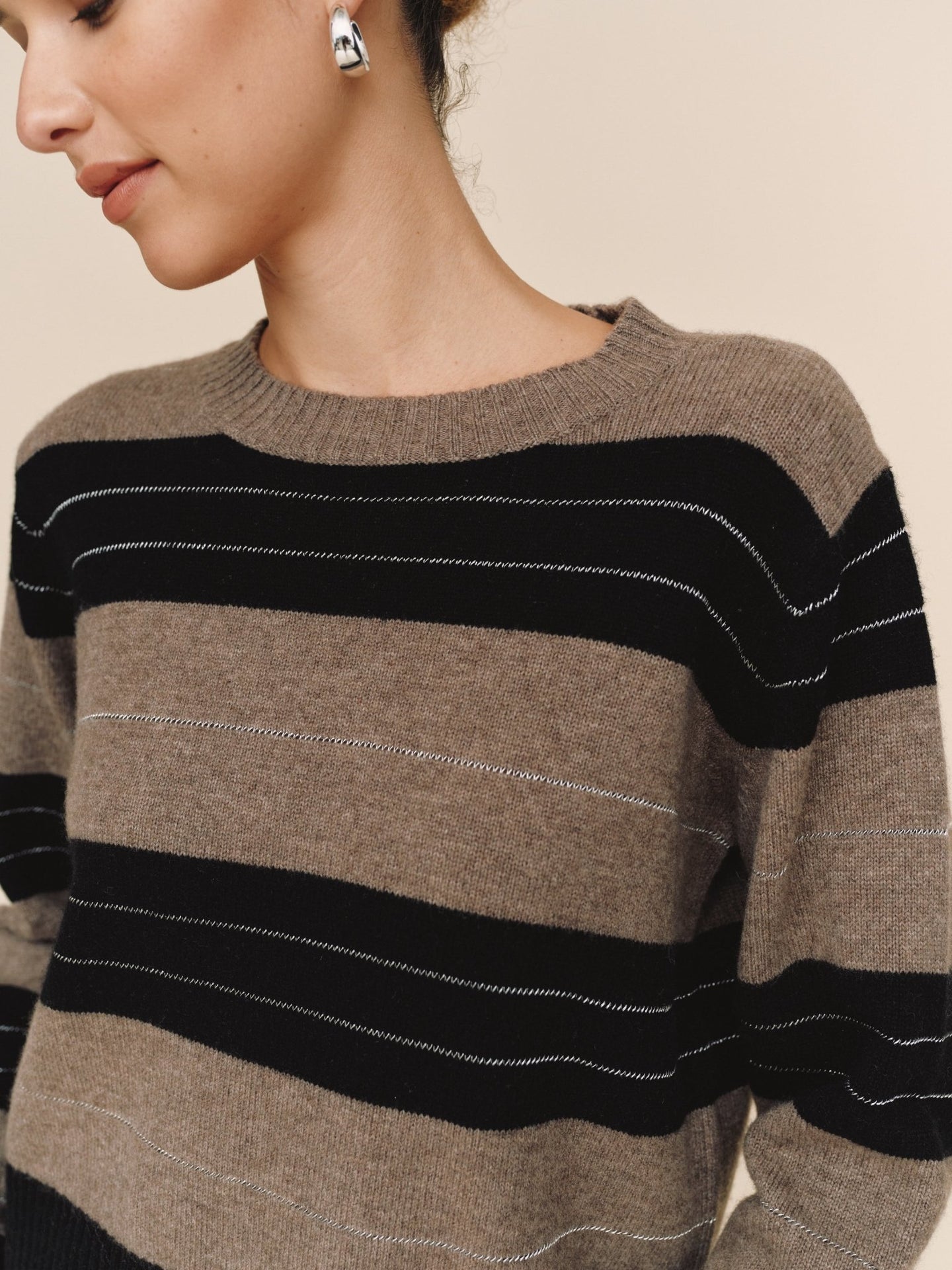 Print Your PostFitted Crew Sweater - Frappe StripeSweaters
