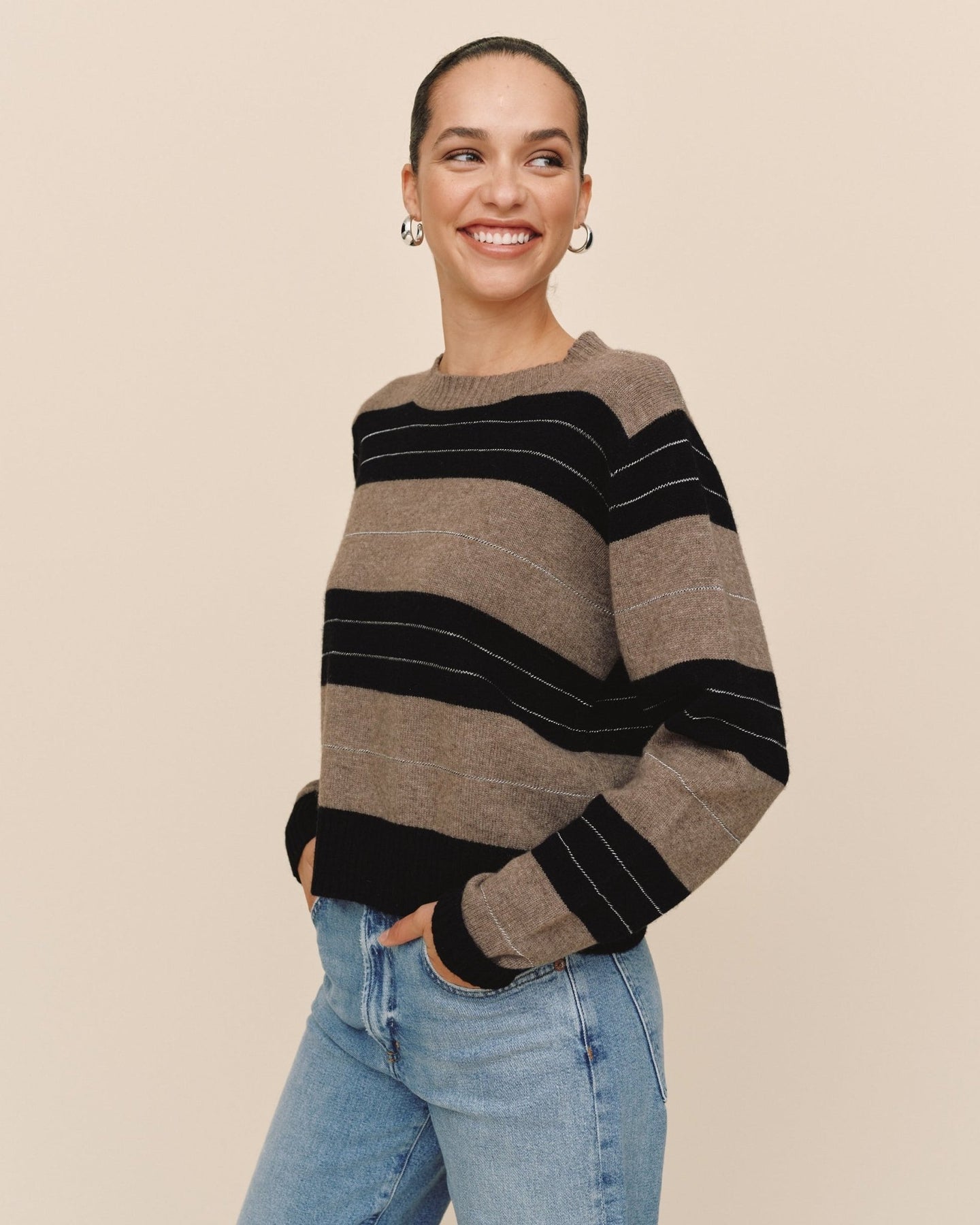 Print Your PostFitted Crew Sweater - Frappe StripeSweaters