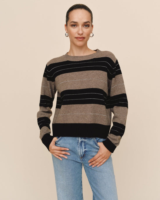 Print Your Post Fitted Crew Sweater - Frappe Stripe View 2