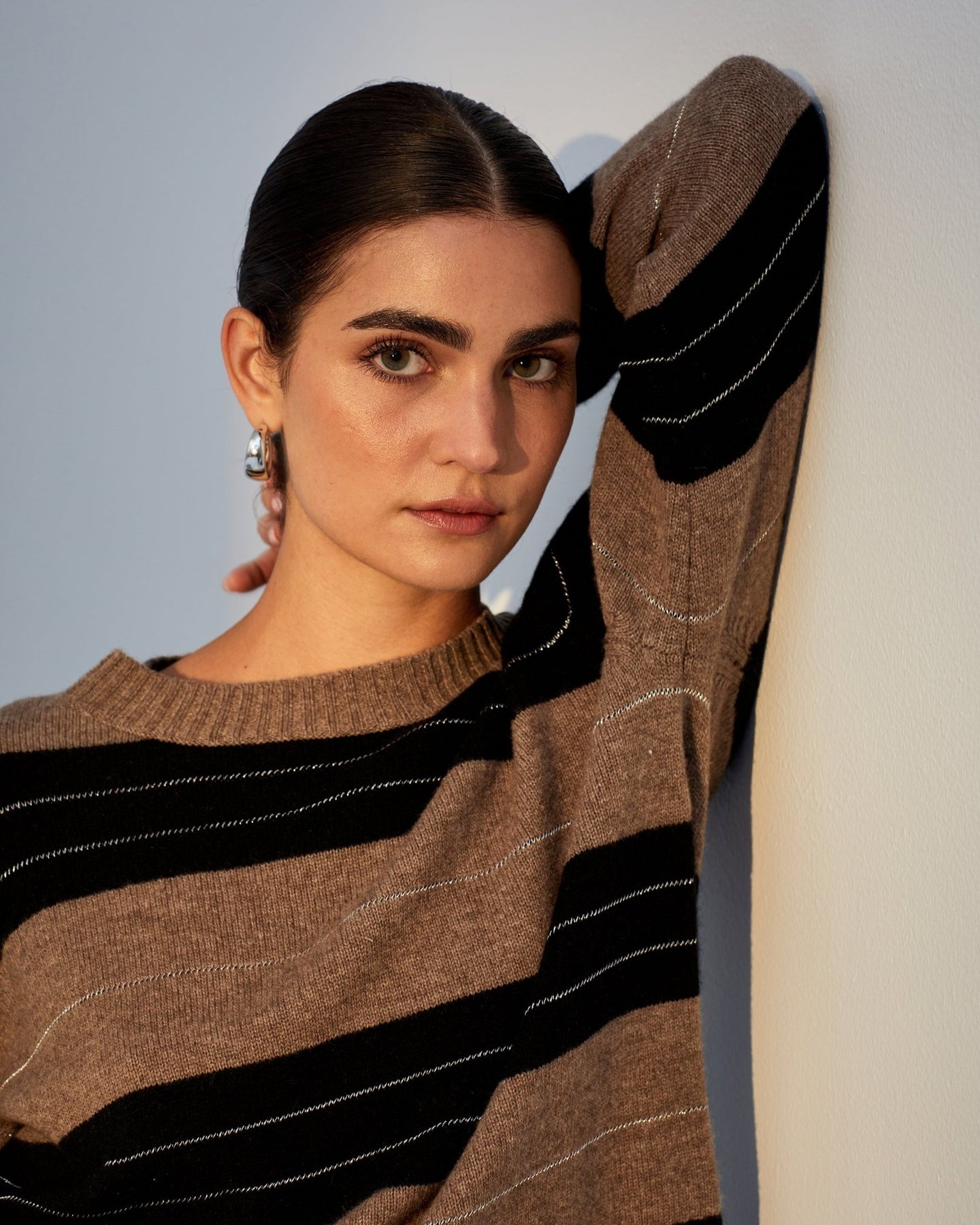 Print Your PostFitted Crew Sweater - Frappe StripeSweaters