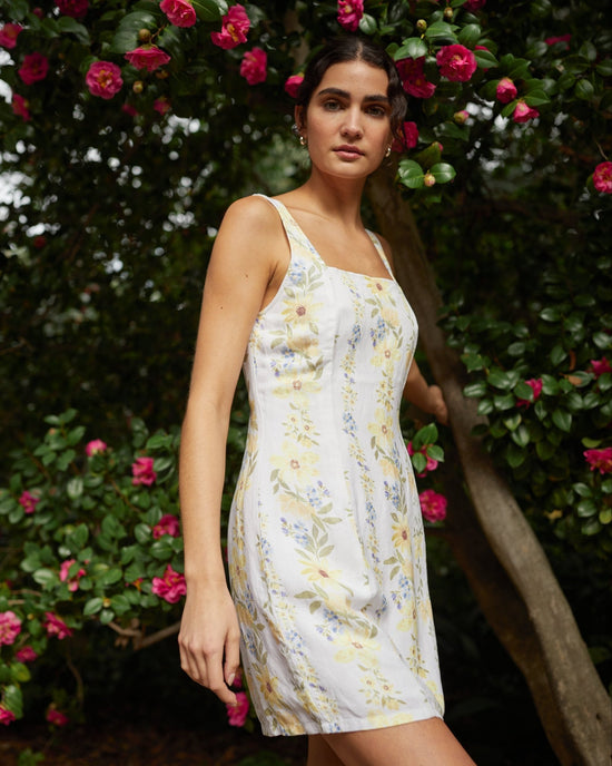 Print Your Post Fitted Smocked Back Mini Dress - Wildflower Stripes Print