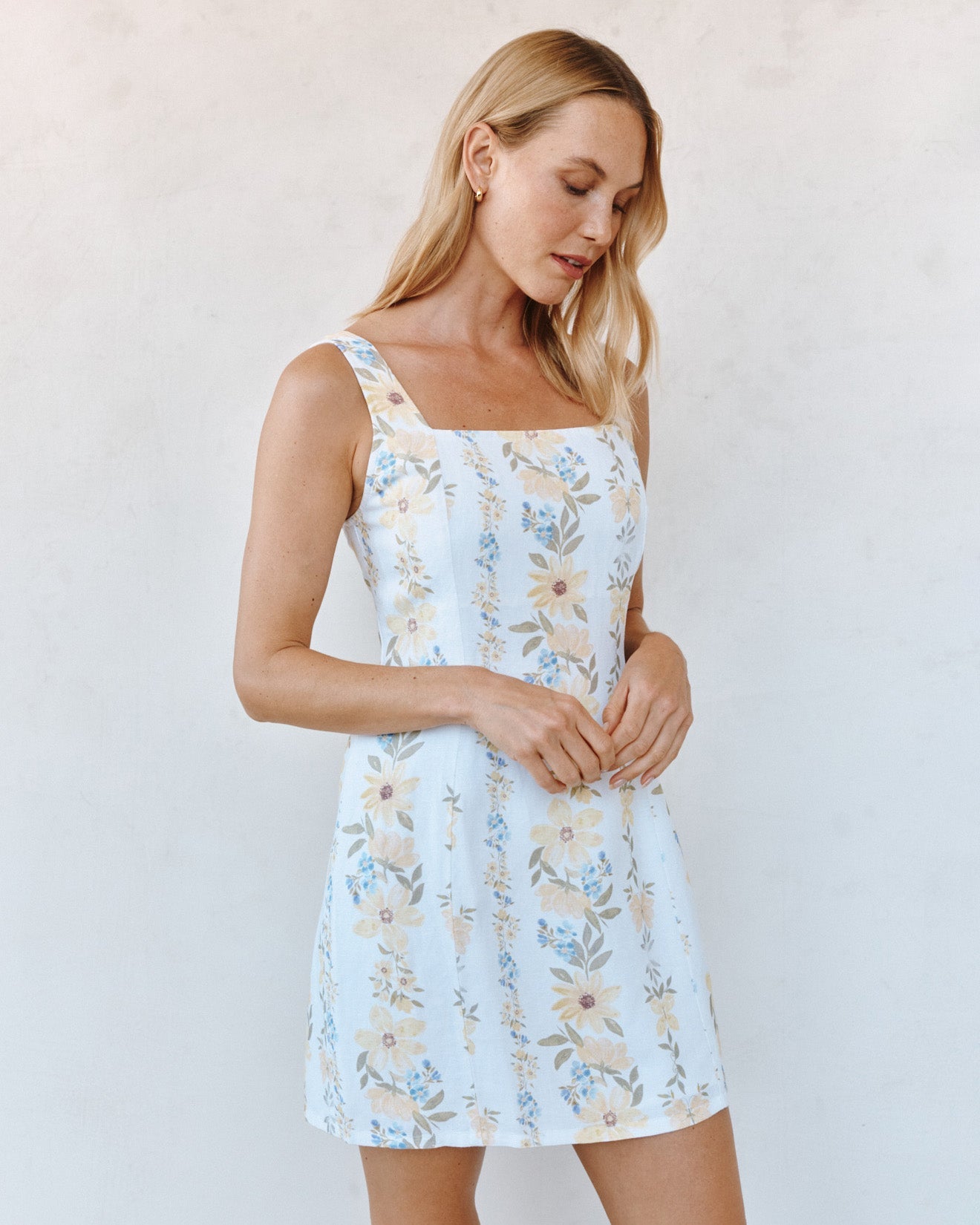 Print Your PostFitted Smocked Back Mini Dress - Wildflower Stripes PrintDresses