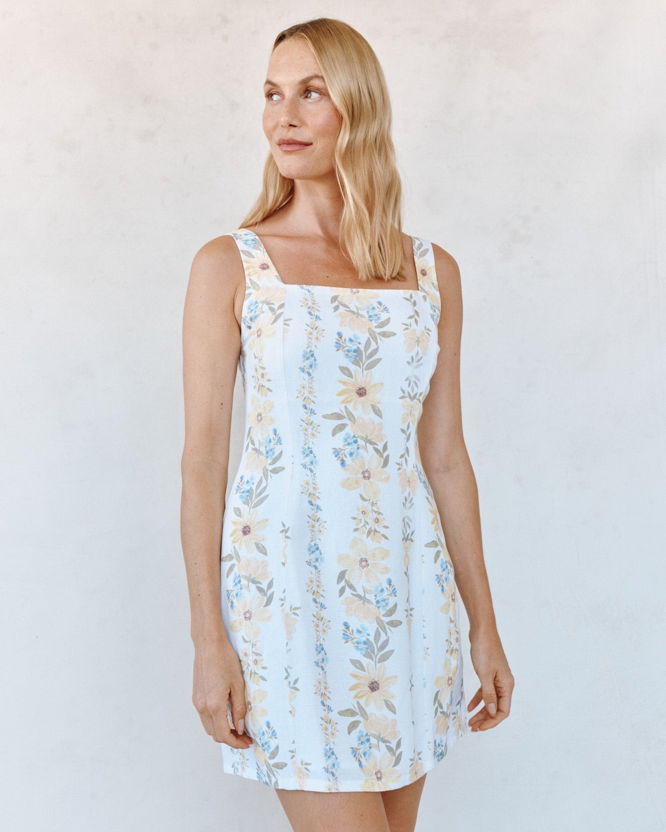 Print Your PostFitted Smocked Back Mini Dress - Wildflower Stripes PrintDresses