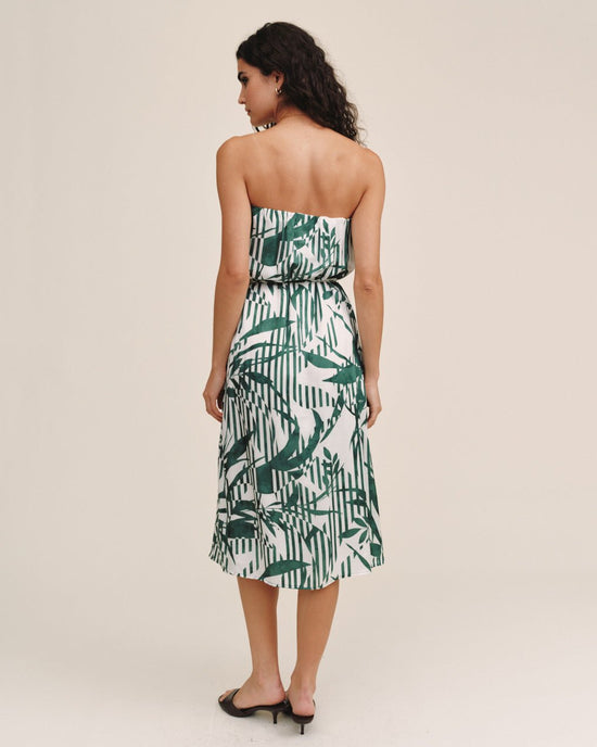 Print Your Post Flowy Strapless Midi Dress - Palm Paradise Print View 2