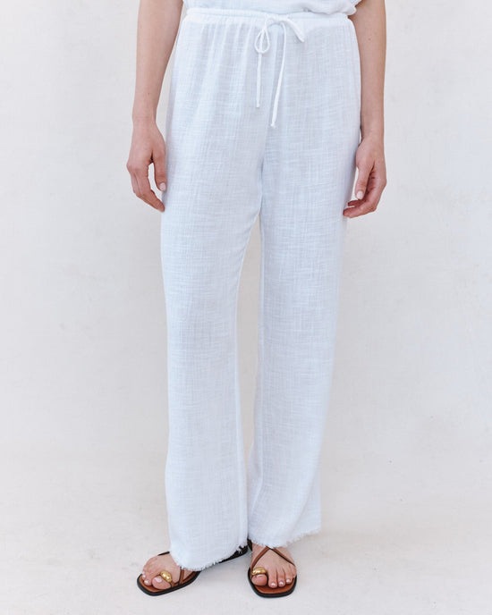 Print Your Post Fray Hem Beach Pant - White