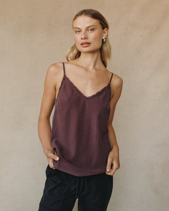 Print Your Post Frayed Cami - Pinot Noir