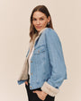 Print Your PostFur Trimmed Denim Jacket - Vintage Frost WashCoats & Jackets