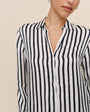 Print Your PostHigh Low Hem Shirt - Indigo Ink StripeTops