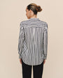 Print Your PostHigh Low Hem Shirt - Indigo Ink StripeTops