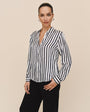 Print Your PostHigh Low Hem Shirt - Indigo Ink StripeTops