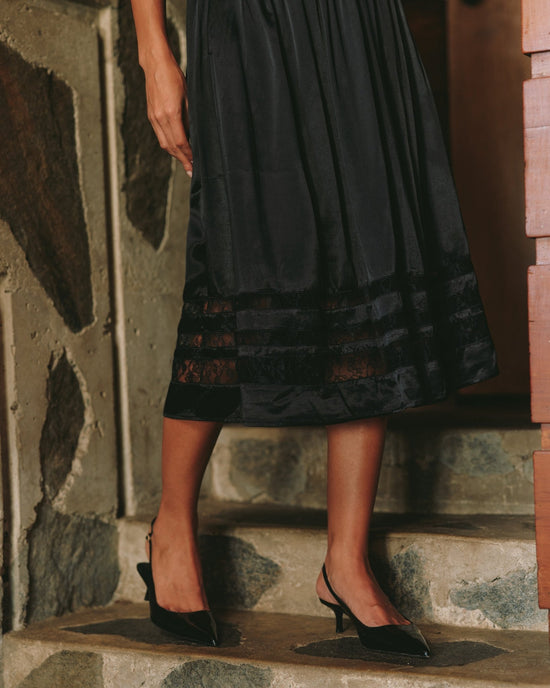 Print Your Post Lace Inset Midi Skirt - Black View 2