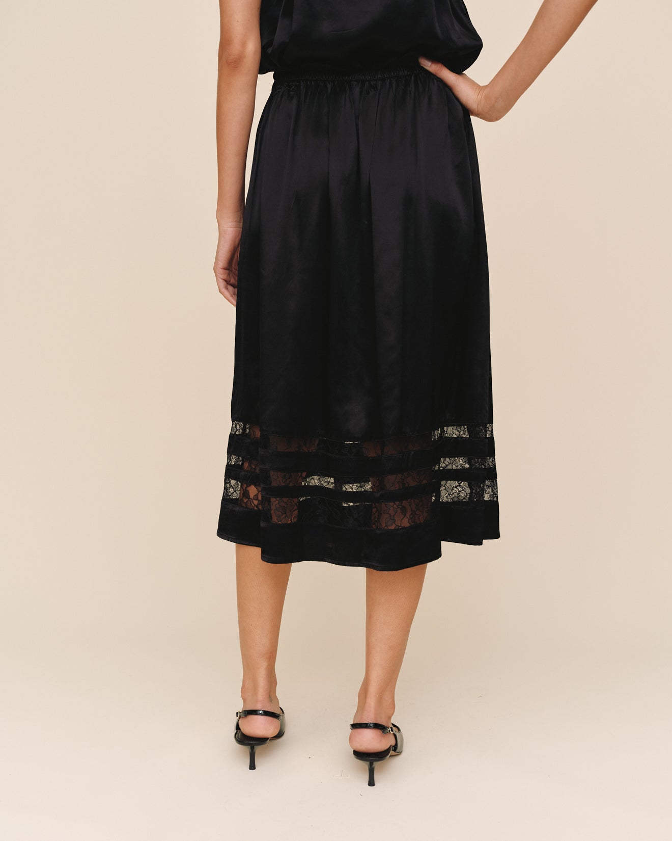 Print Your PostLace Inset Midi Skirt - BlackSkirts