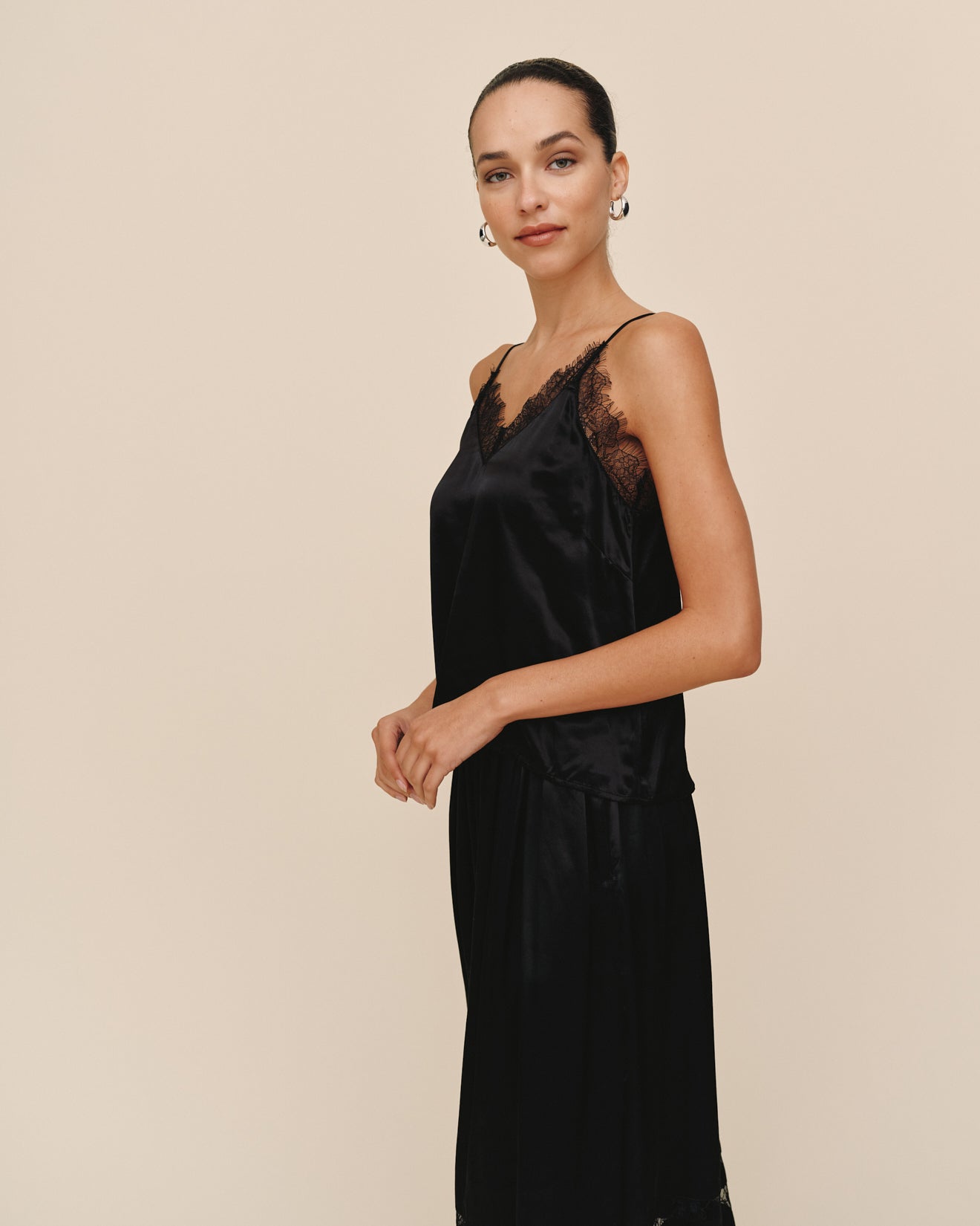 Print Your PostLace Trim Camisole - BlackTops