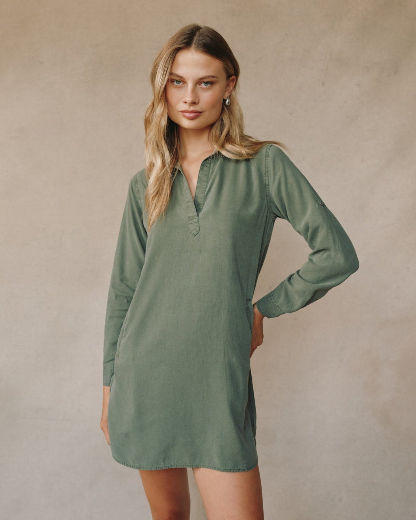 Print Your PostLong Sleeve A Line Shirt Dress - FernwoodDresses