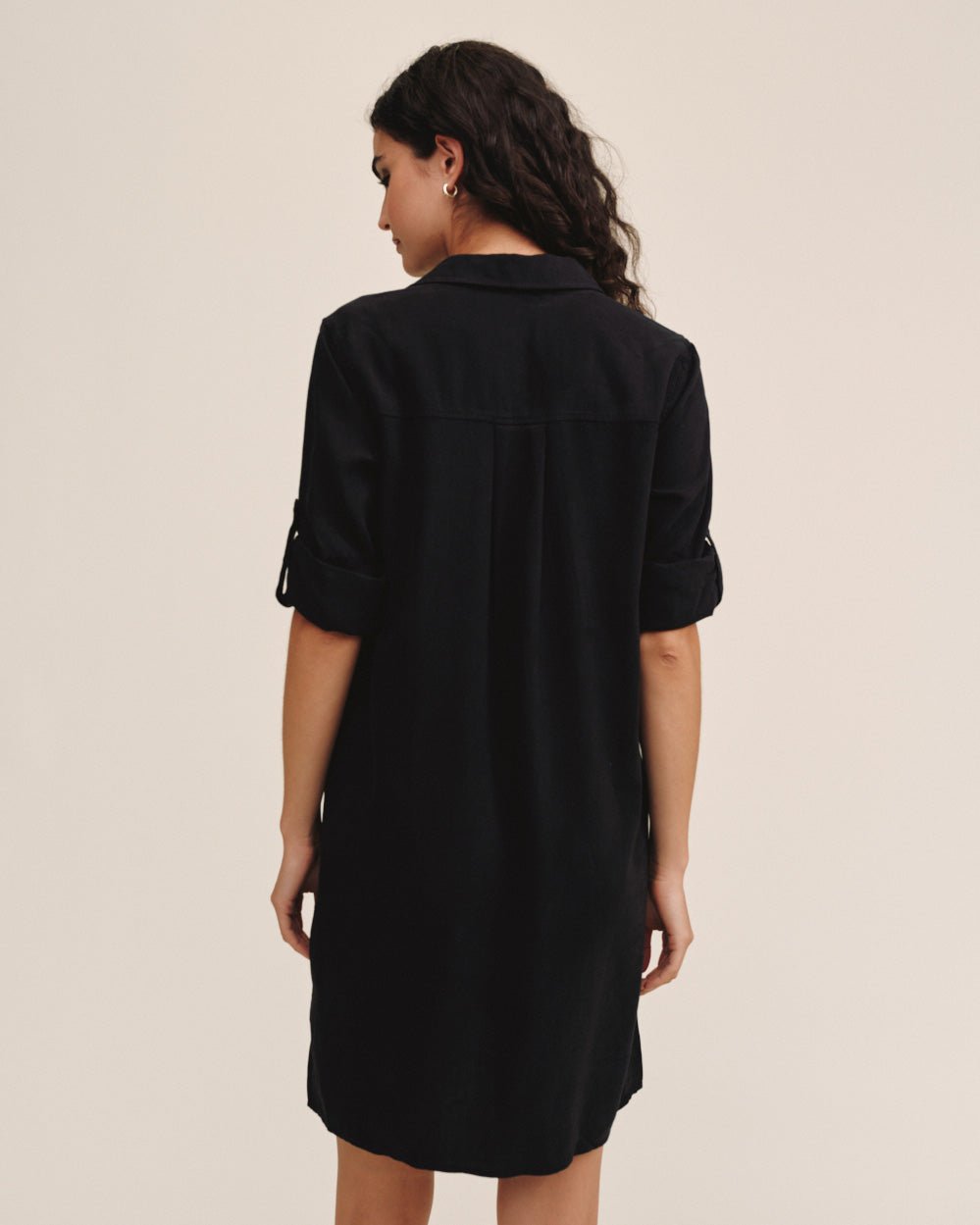 Print Your PostLong Sleeve A Line Shirt Dress - Vintage BlackDresses