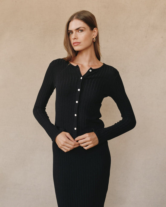 Print Your Post Long Sleeve Cardigan - Black