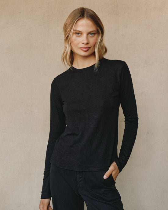 Print Your Post Long Sleeve Crew Tee - Black