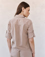 Print Your PostLong Sleeve Crop Utility Shirt - Soft DuneTops