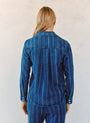 Print Your PostLong Sleeve Cropped Shirt - Indigo StripeTops