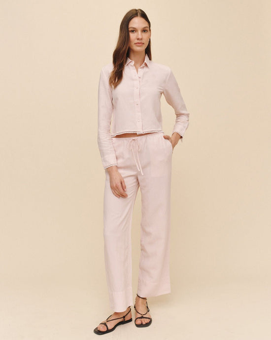 Print Your Post Long Sleeve Cropped Shirt With Trim - Ballet Pink