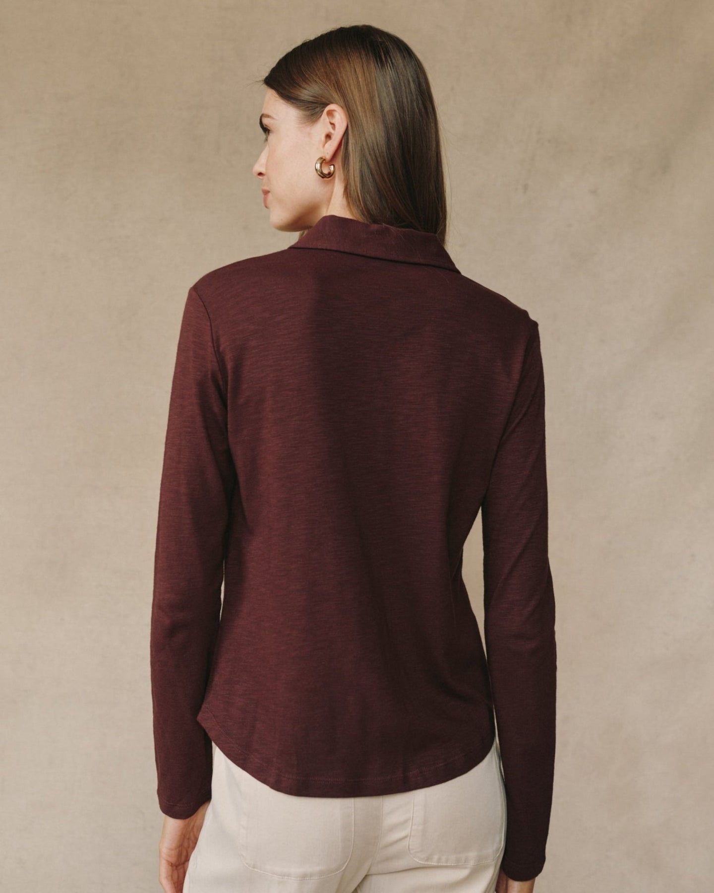 Print Your PostLong Sleeve Knit Button Down - Pinot NoirTops