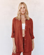 Print Your PostLong Sleeve Pocket Button Down Tunic - Red SandTops