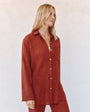 Print Your PostLong Sleeve Pocket Button Down Tunic - Red SandTops