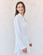 Print Your PostLong Sleeve Pocket Button Down Tunic - WhiteTops