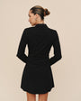 Print Your PostLong Sleeve Shirred Shirt Dress - BlackDresses