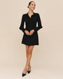 Print Your PostLong Sleeve Shirred Shirt Dress - BlackDresses