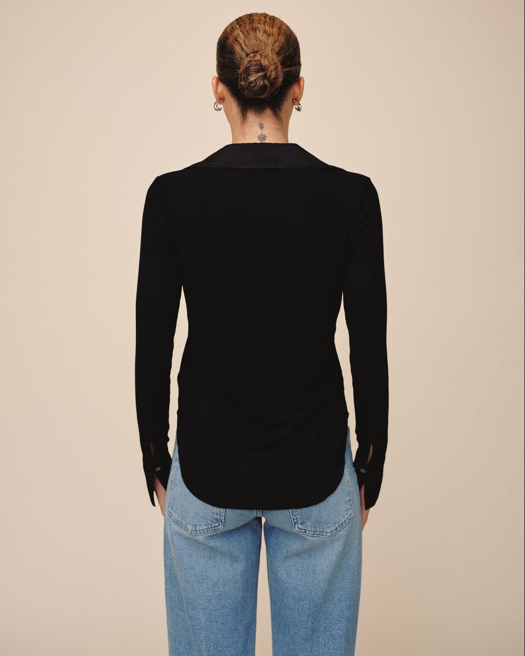 Print Your PostMixed Button Down - BlackTops