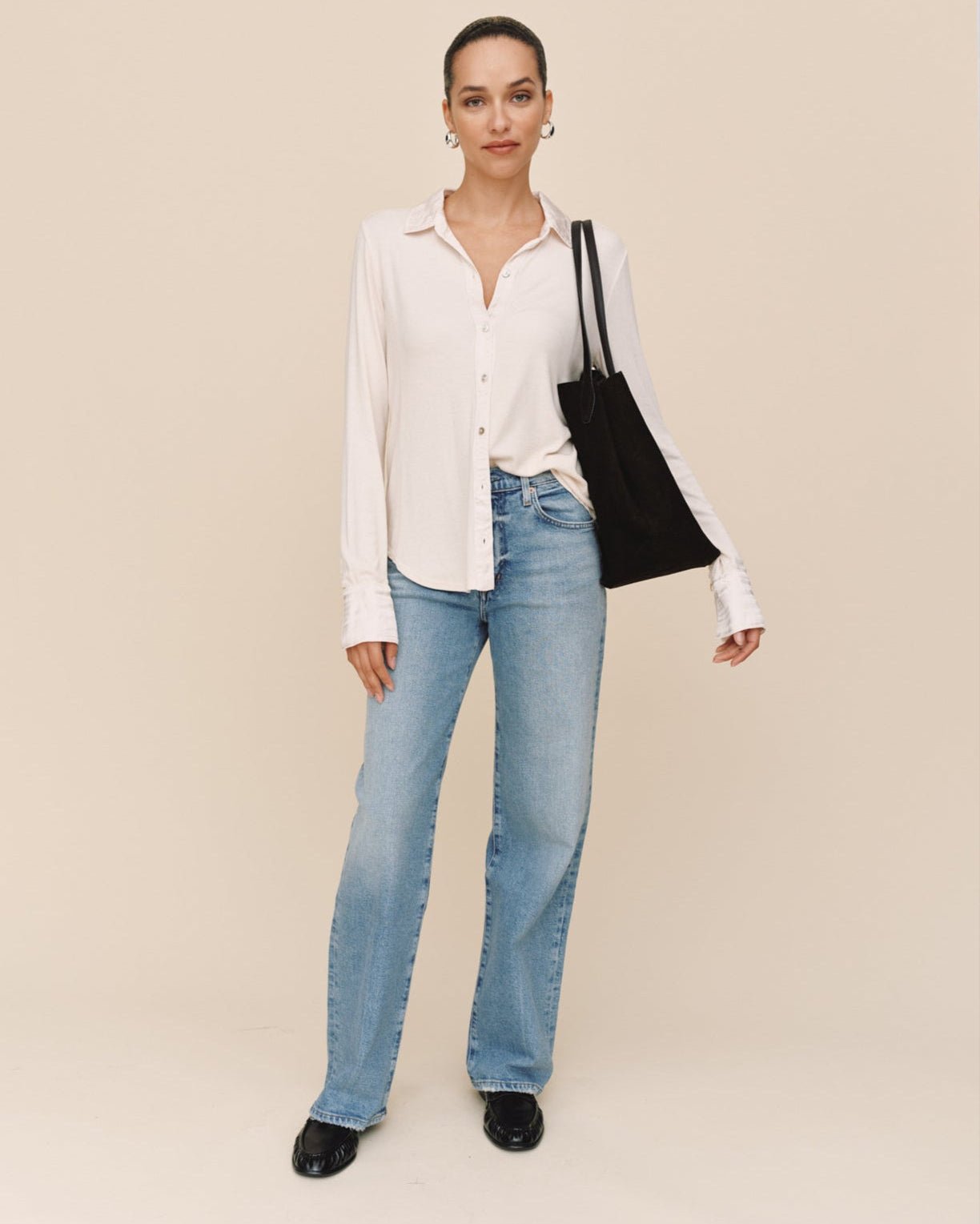 Print Your PostMixed Button Down - Winter WhiteTops