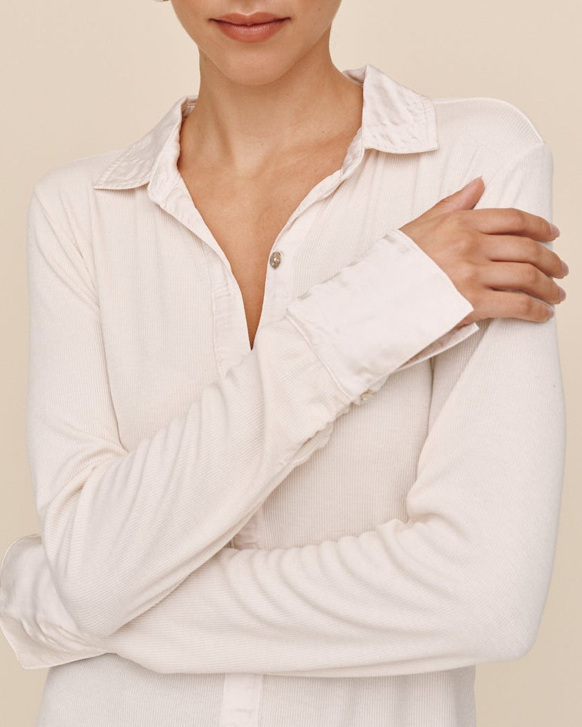 Print Your PostMixed Button Down - Winter WhiteTops