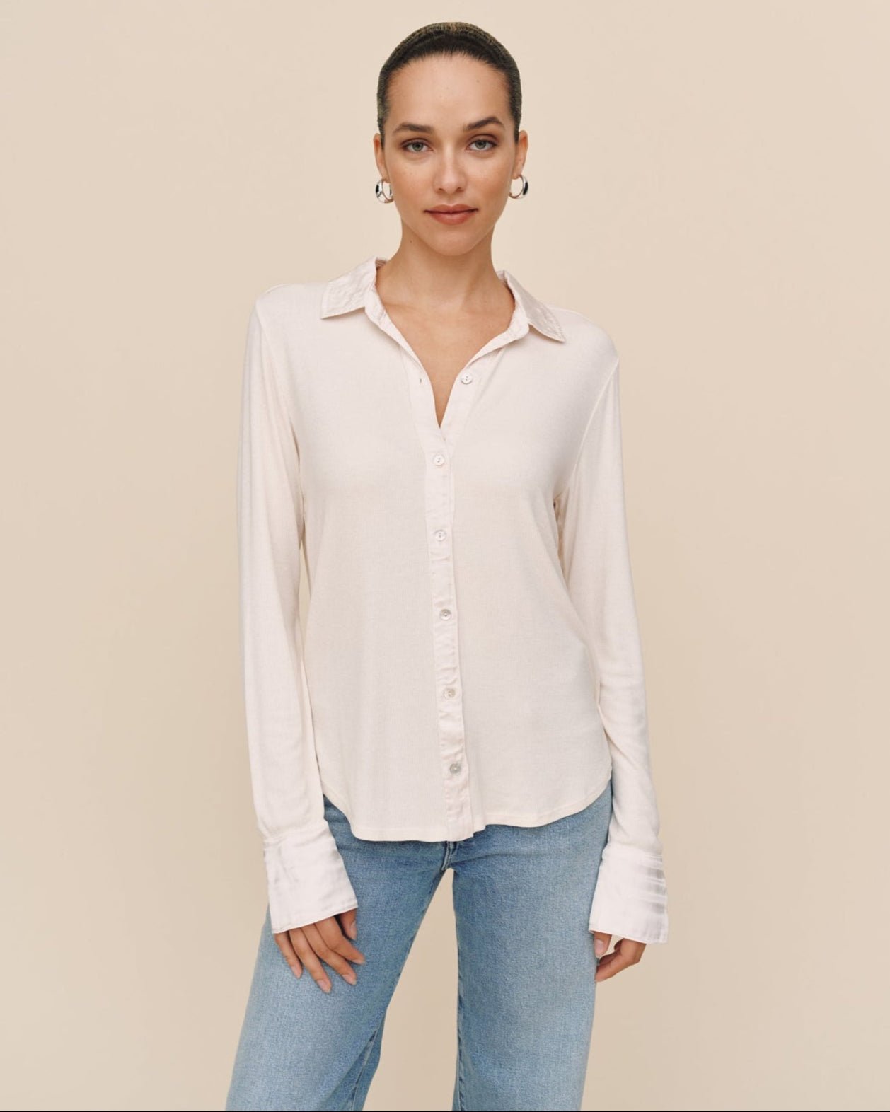 Print Your PostMixed Button Down - Winter WhiteTops