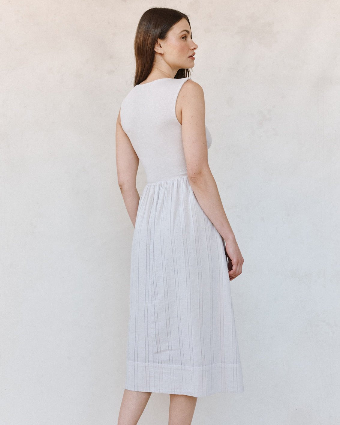 Print Your PostMixed Crew Neck Midi Dress - Faded LilacDresses