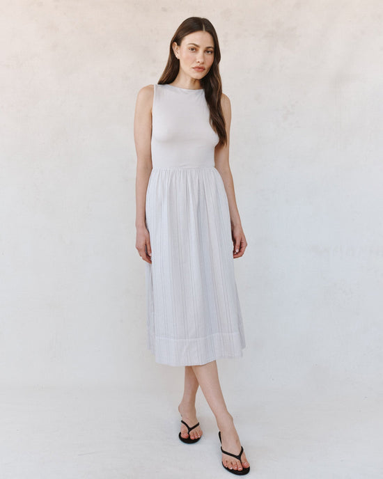 Print Your Post Mixed Crew Neck Midi Dress - Faded Lilac